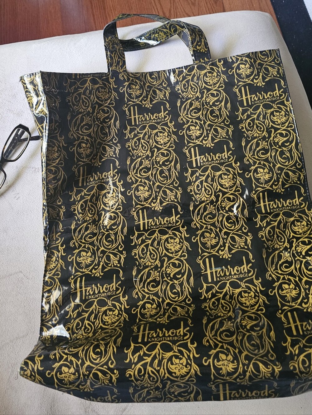 Vintage Harrods Black & Gold Tote Bag